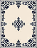 Ornate Navy Medallion Cream Rug