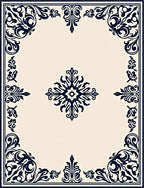 Ornate Navy Medallion Cream Rug