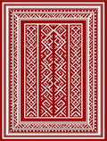 Crisp Red White Geometric Ancestral Rug