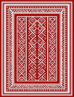 Crisp Red White Geometric Ancestral Rug