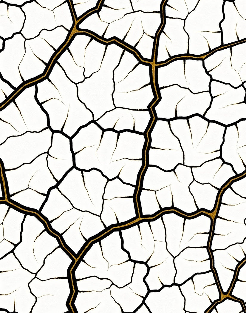 Cracked Earth Gold Veined Surface Rug