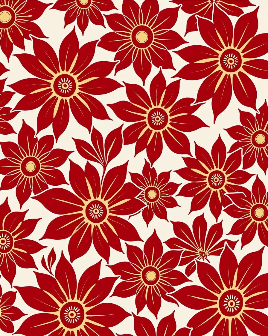 Bold Red Petal Floral Collage Rug