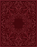 Deep Red Baroque Swirl Ornament Rug