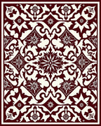 Deep Red Floral Medallion Square Rug