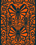 Bold Orange Insect Floral Medallion Rug