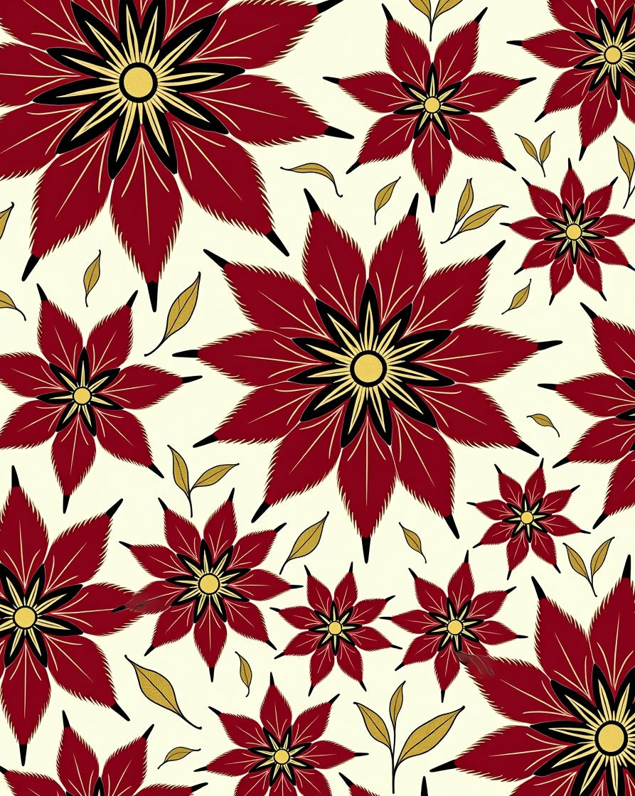 Crimson Floral Spiky Bloom Rug