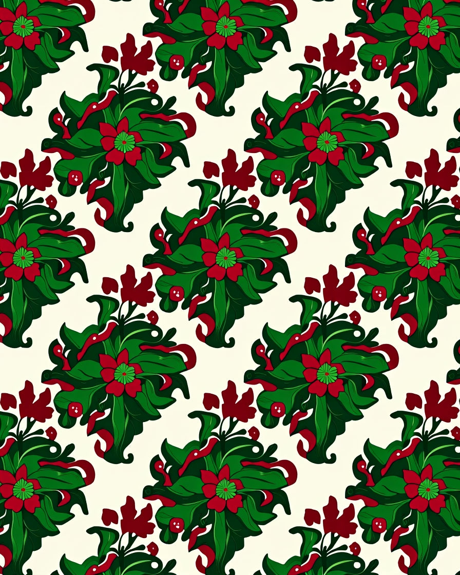 Emerald Green Ruby Floral Garland Rug