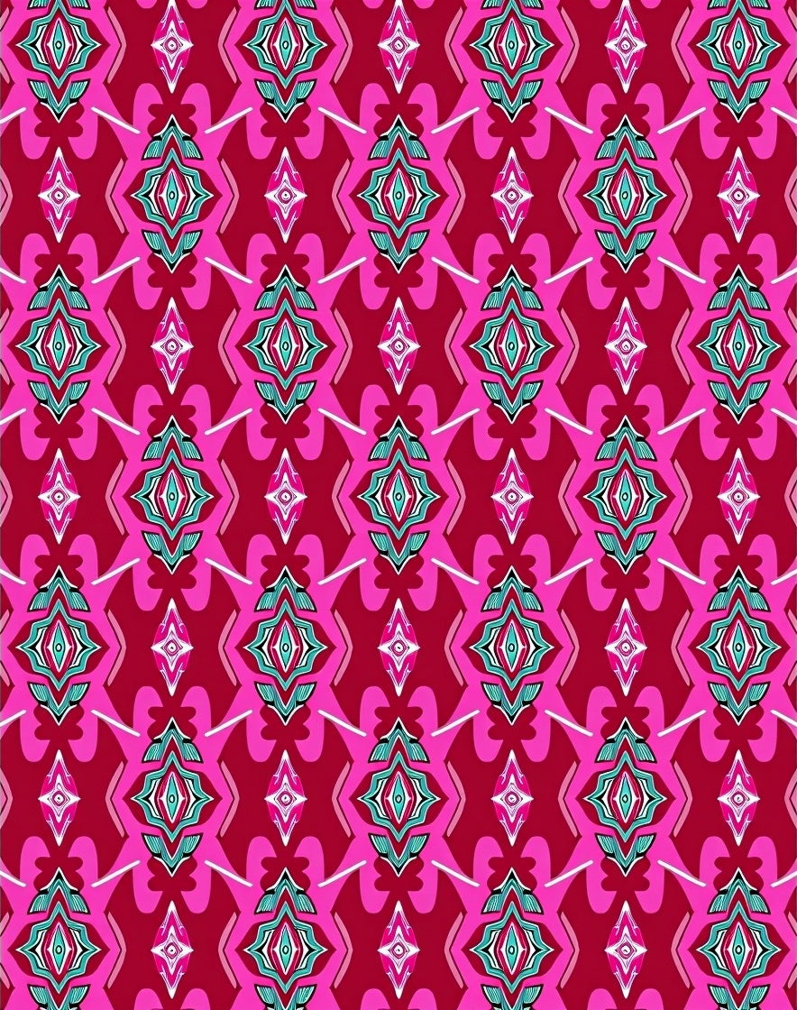 Bold Magenta Teal Diamond Lattice Rug
