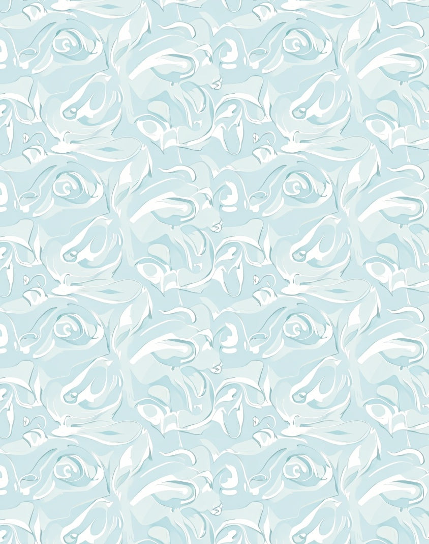 Soft Blue Swirl Floral Rug
