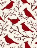 Crimson Birds Winter Branches Rug