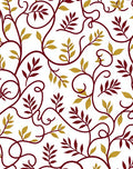 Burgundy and Gold Leafy Vines Rug