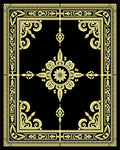 Gold and Black Ornate Floral Frame Rug