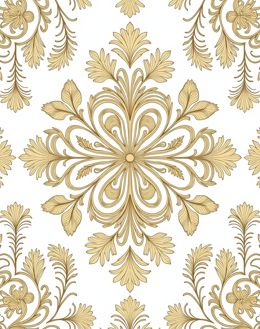 Golden Rococo Floral Medallion Rug