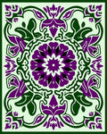 Ornate Purple Floral Medallion Border Rug