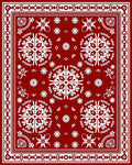 Crimson White Intricate Floral Border Rug