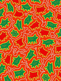 Crimson Red Green Animal Play Rug