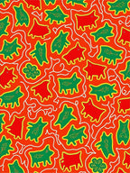 Crimson Red Green Animal Play Rug