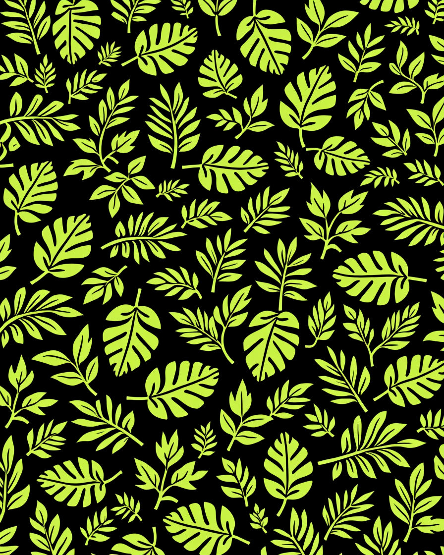 Bold Lime Green Leafy Branches Rug