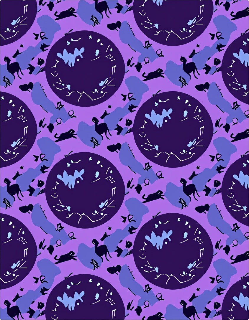 Purple Camel Silhouette Circular Arrangement Rug