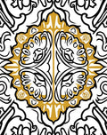 Gold and Black Symmetrical Floral Medallion Rug