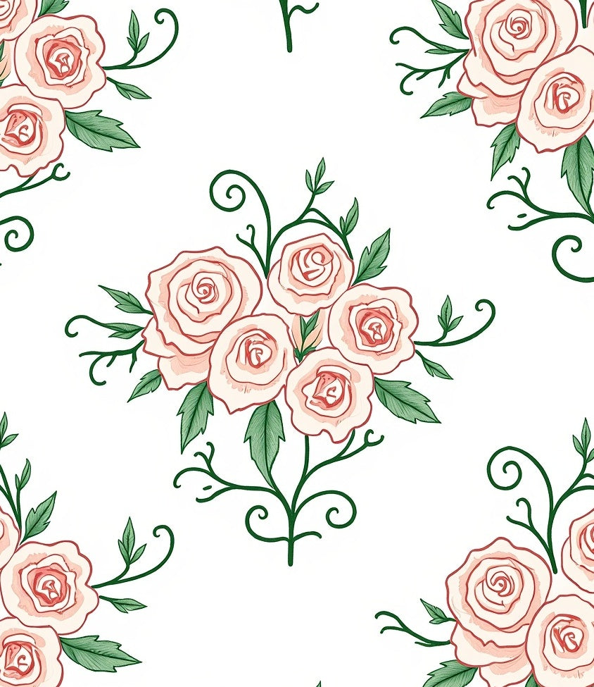 Soft Pink Rose Bouquet Garland Rug