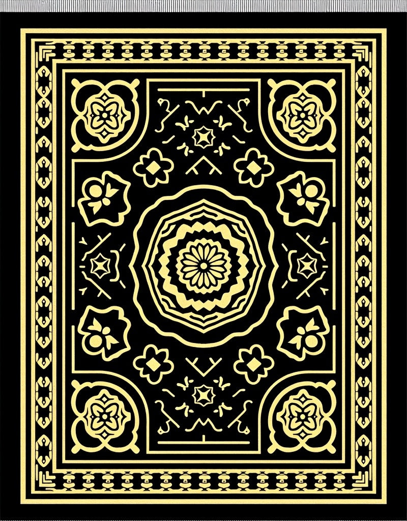 Ornate Black Golden Medallion Rug