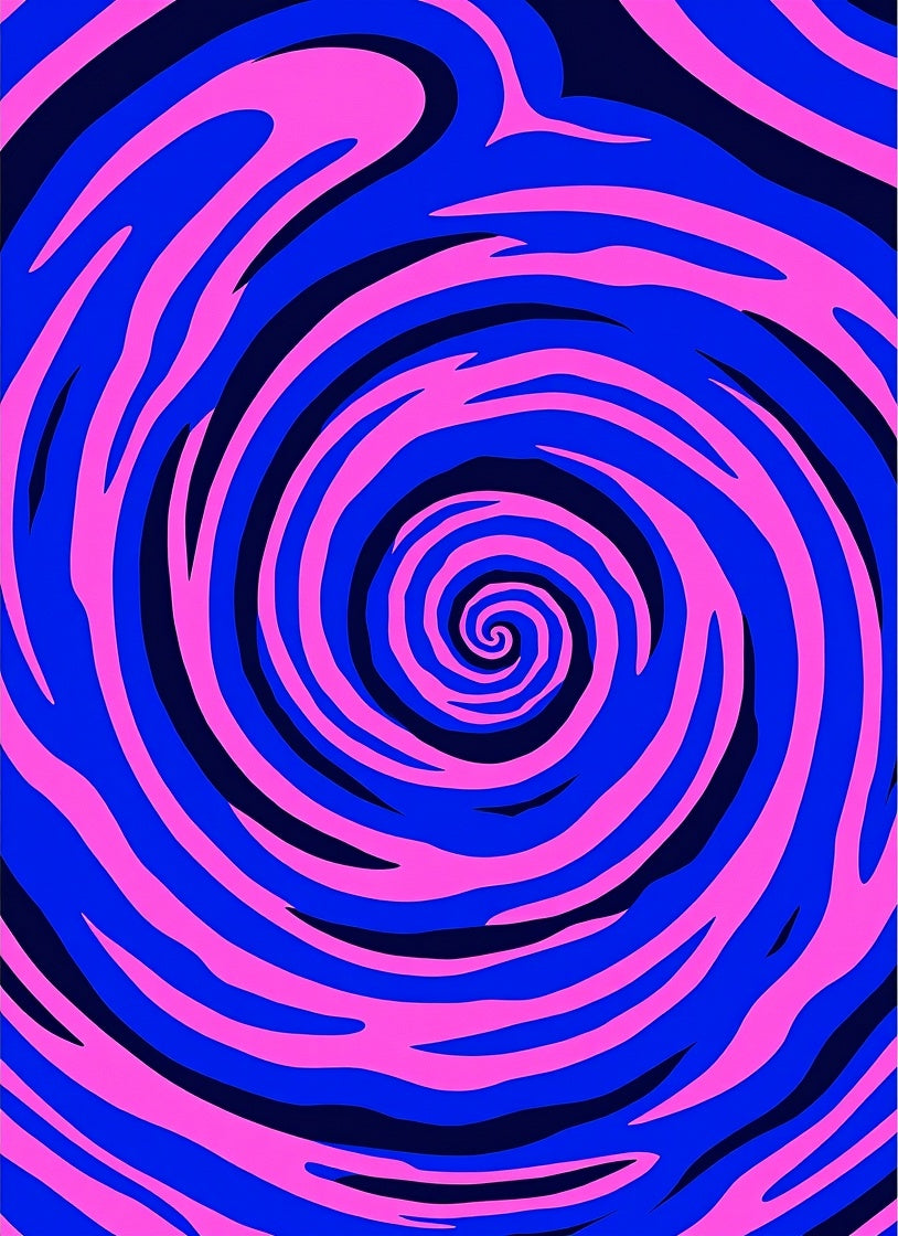 Vibrant Pink Blue Swirl Vortex Rug