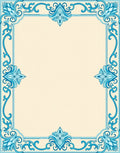 Elegant Aquamarine Scrollwork Border Rug