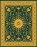 Emerald Gold Floral Medallion Framing Rug