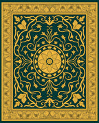 Emerald Gold Floral Medallion Framing Rug