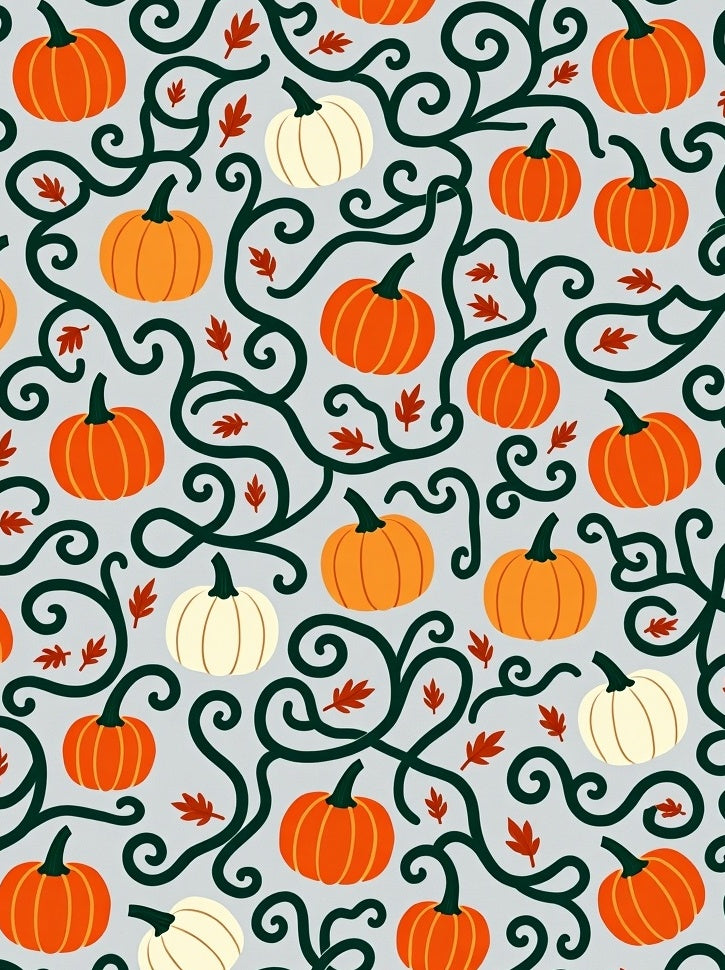 Autumn Pumpkin Vine Swirl Rug