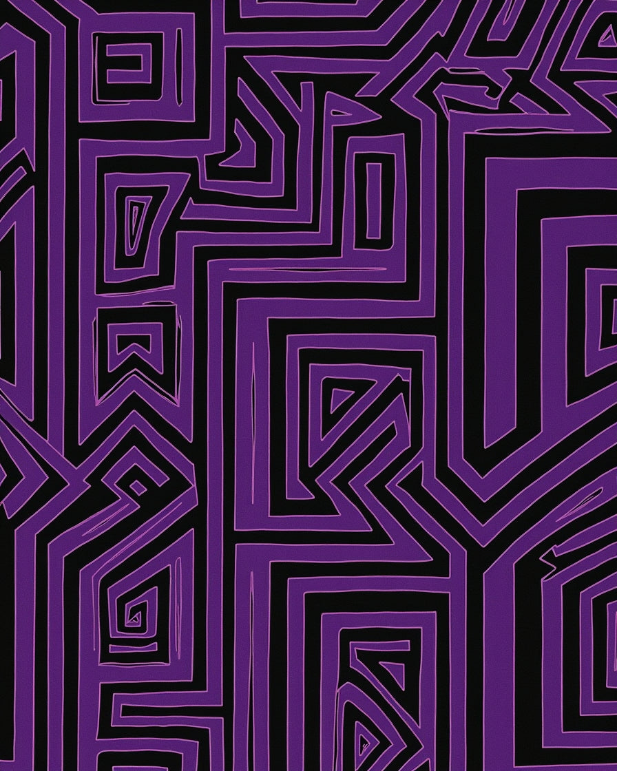 Bold Purple Geometric Maze Statement Rug