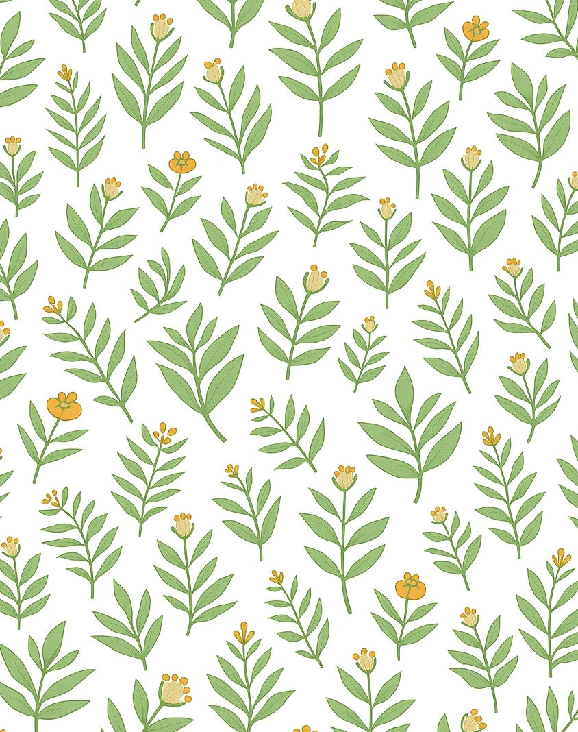 Green Leafy Branch with Orange Blossom Rug
