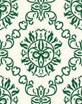Forest Green Floral Swirl Medallion Rug
