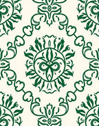 Forest Green Floral Swirl Medallion Rug