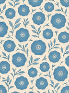 Blue Floral Branches Cream Background Rug