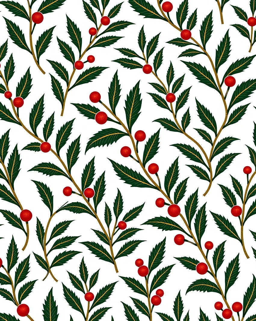 Crimson Berry Branch Foliage Rug