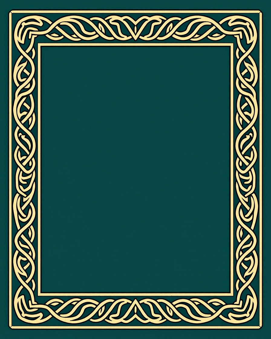 Deep Teal Ornate Intertwined Border Rug