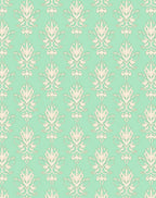 Vintage Mint Cream Damask Scroll Repeating Rug