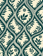 Teal Vine Rose Lattice Rug