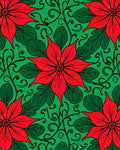 Crimson Poinsettia Swirl Green Rug