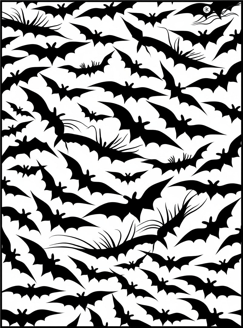Black Silhouette Bats Night Sky Rug