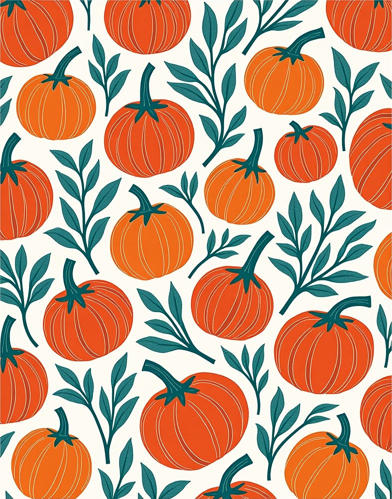 Harvest Orange Pumpkin Leaf Medley Rug