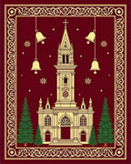 Crimson Church Bells Pine Trees Rug