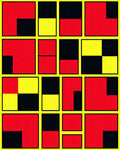 Modern Geometric Red Yellow Black Blocks Rug