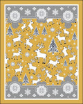 Gold White Deer Snowflakes Forest Border Rug
