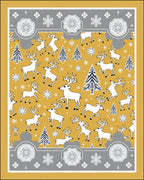 Gold White Deer Snowflakes Forest Border Rug