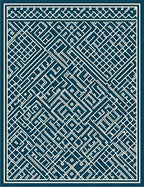Deep Blue Geometric Maze Labyrinth Rug