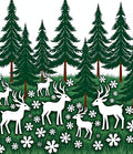 Woodland Snowy Deer Forest Scene Rug