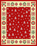 Red White Evergreen Border Medallion Rug